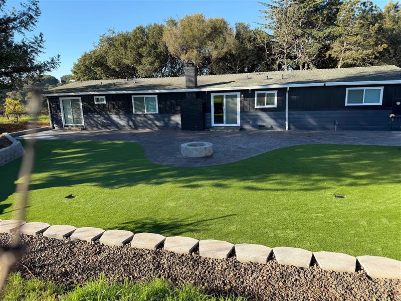 Artificial turf backyard